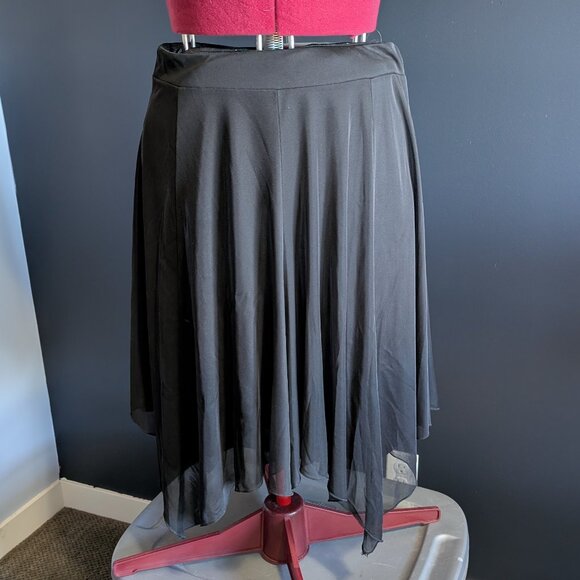 Black asymmetrical hemline midi skirt, size L - Picture 1 of 3